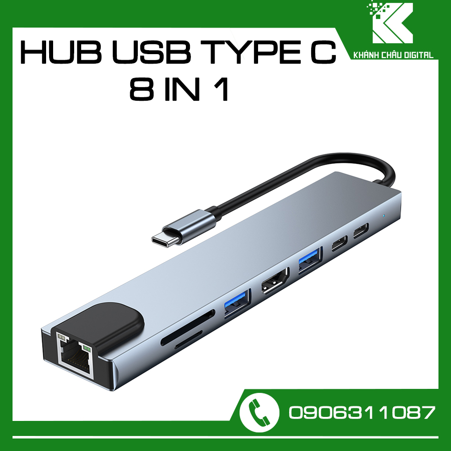 Cổng Chuyển 8 In 1 USBC Hub Dành Cho Laptop táo,PC và Devices